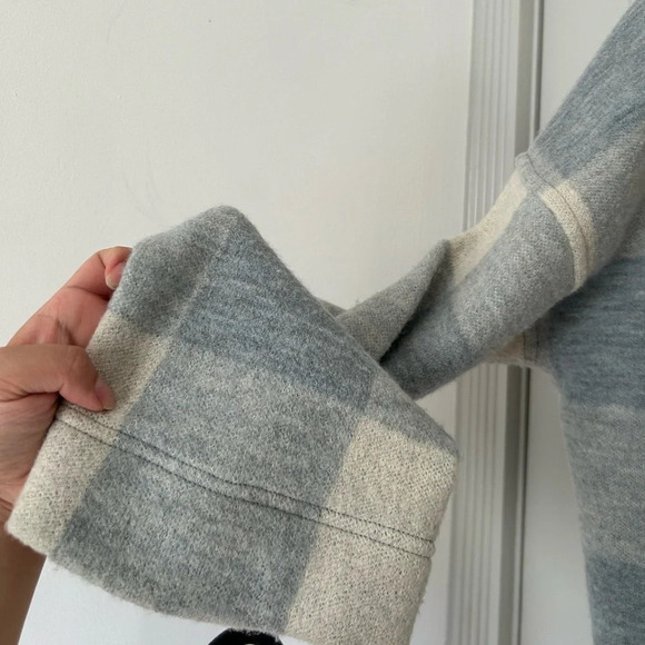 Madewell Boiled 100% Wool Half-Zip Popover Sweater Plaid Blue & White Size XS - Picture 10 of 14